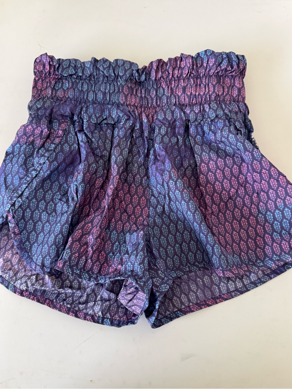 FP Movement by Free People Purple Patterned Smocked Waist Athletic Shorts